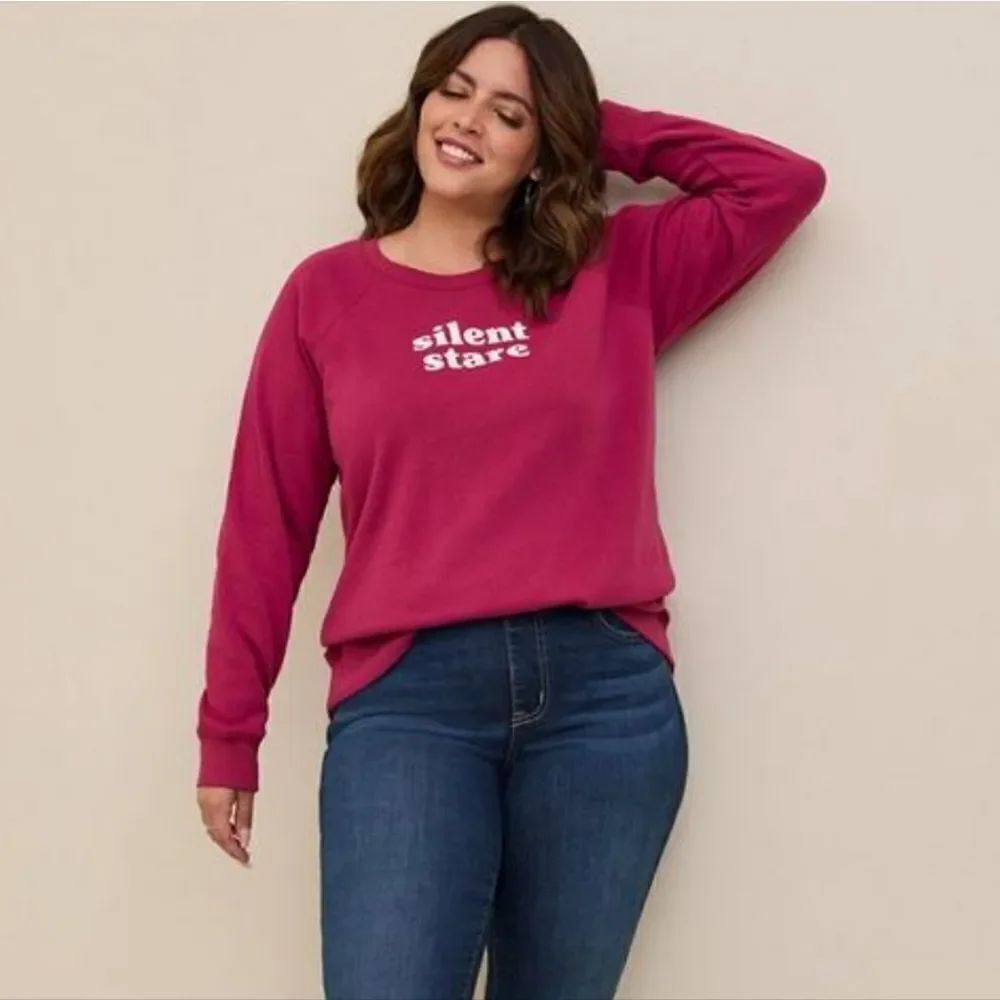 Torrid Silent Stare Cozy Fleece Crew Neck Raglan Sweatshirt - New